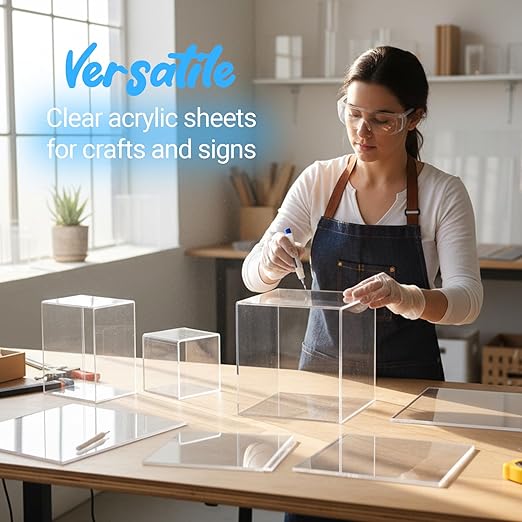 CALPALMY (2-Pack) 24x36 Inch Clear Acrylic Sheet - 1/4 Inch Thick Acrylic Plexiglass Panel for Laser Cutting, DIY Crafts, Signage, and Engraving Projects