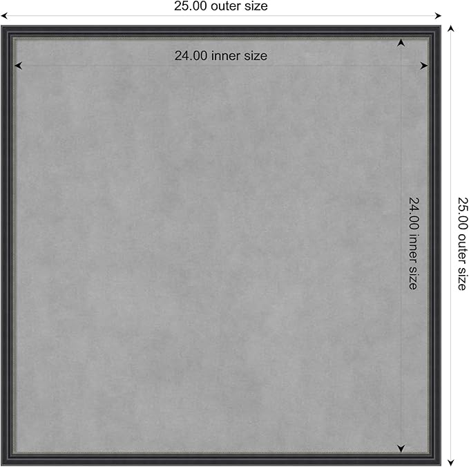Amanti Art Black Framed Magnetic Board 25x25 Medium Vision Board for use with Magnets, 100% Metal Sheet to Display Items as Office Decor or for Home Organization in mudroom, Kitchen or Kids Room