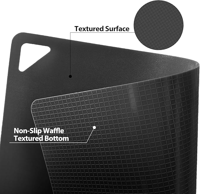 WK Flexible Plastic Cutting Boards for Kitchen Set of 10, Plastic Cutting Mats with Hole, Color Coded Cutting Board, Nonslip, BPA Free, Dishwasher Safe, Multi Size