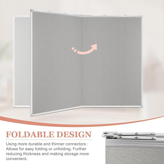 AMUSIGHT Double-Sided Large Cork Board with Linen, 48" x 36" Foldable Hanging Aluminum Framed Bulletin Board, Vision Board Pin Board Corkboards for Walls, Office, School Decor, 20 Pushpins