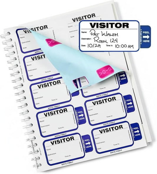 Threshold Tab-Expiring Visitor Badge Sign-in Book (500 Badges) | Name Tag Stickers | Hospital, Office & Secretary Supplies | School Visitor Passes | Visiting Tag for Hospital | Expiring Badges