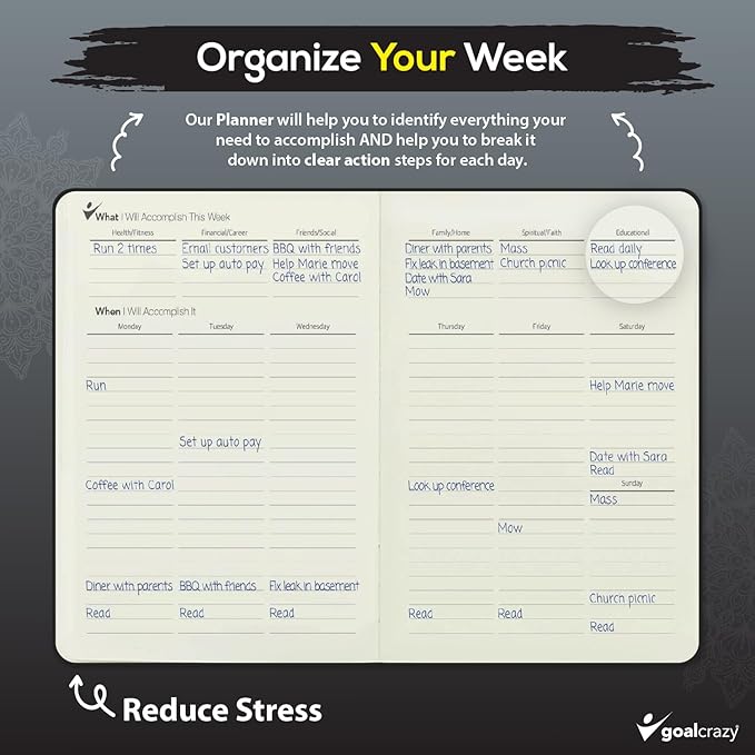 Undated Planner – 90 Day Guided Journal & Productivity Organizer, A5 Daily & Weekly Planner 2025 2026 with Goal Setting, Habit Tracker, To Do List, Academic & Work Calendar, Leather Hardcover - Black