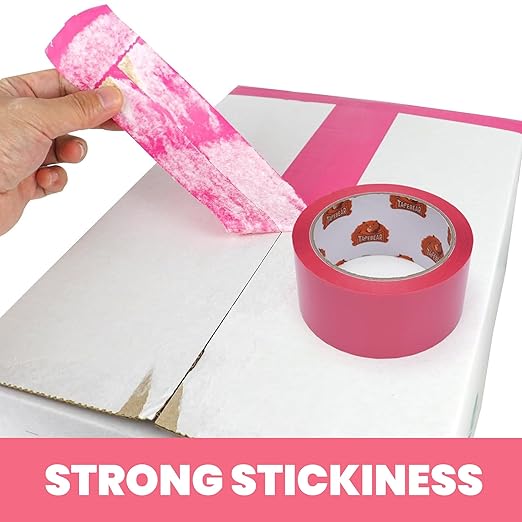 TAPEBEAR 48Rolls Pink Packing Tape with 12 Dispensers, 1.88 Inch x 60 Yards Packaging Tape Refills, Cute Decorative Moving Tape for Boxes, Shipping and Sealing