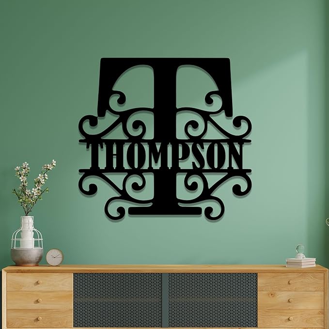 Custom Metal Signs | Personalized Monogram Name Sign | Outdoor Wall Art for Family Name | Custom Name Metal Sign, Last Name, Anniversary, Wedding Gifts for Women, Wife, Parents, couple (6'') (Design 8)