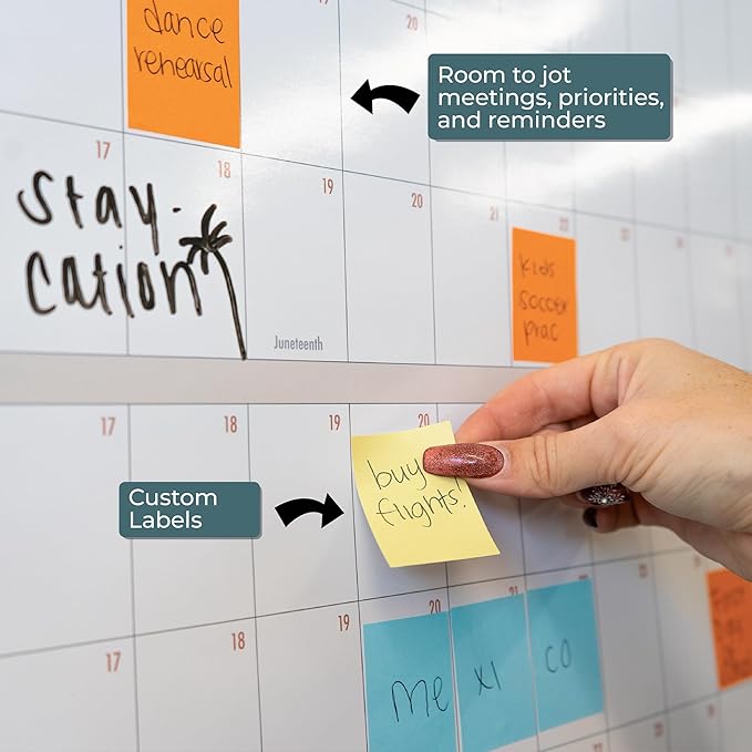 Own the Year GIANT UNDATED Wall Calendar | 4ft x 3ft Full-Year Reusable Dry Erase Planner, Jumbo Whiteboard Wall Calendar with Markers, Includes Stickers & Mounting Kit, Large Quarterly Layout for Home or Office