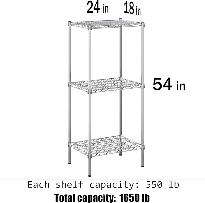 Regal Altair 18" Deep x 24" Wide x 54" Height Wire Shelving Kit | 3-Tier | NSF Commercial Storage Rack Unit