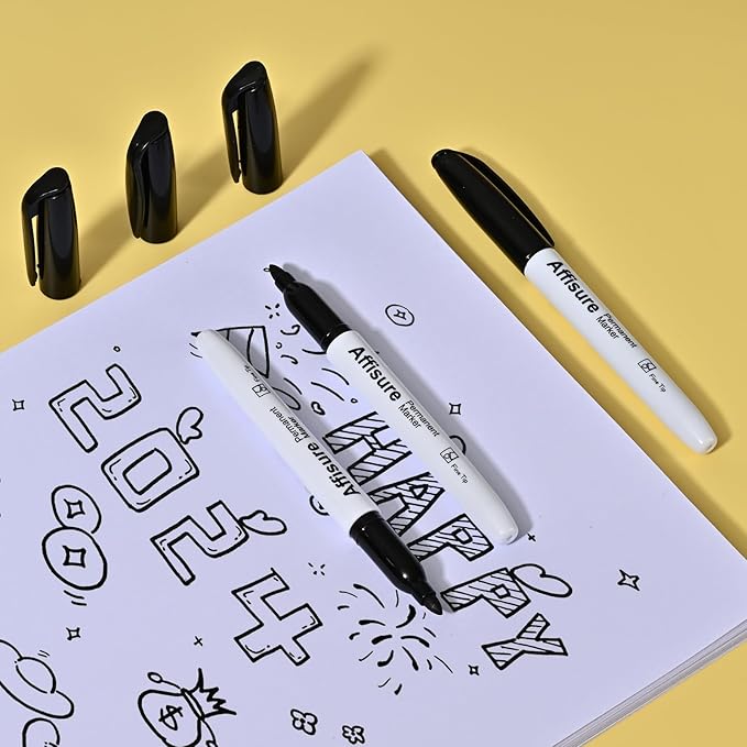Affisure Permanent markers, 100 packs permanent markers bulk, quick dryingin one second, waterproof, smooth, noteasy to erase, durable, can be markedon glass, tiles and cloth, office supplies