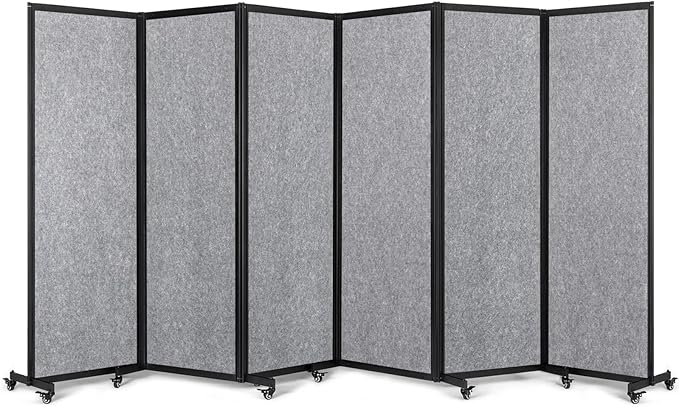 Strongbird Room Partition,Office Divider,Portable Commercial Screen Dividers,Privacy Partition Separator,Classroom School Dividers,12'7"L* 6'7"H,6 Panel,Light Grey