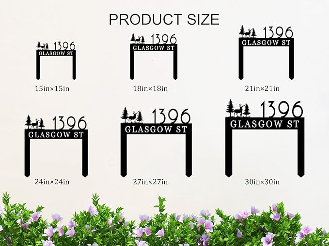 Personalized Metal Address Sign with Stakes, Custom House Number Sign for Yard, Metal Address Stake Sign, Outdoor Garden Address Sign, Custom Number Sign for Home, Unique Garden Gift