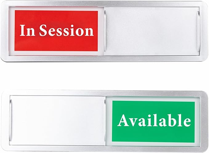In Session or Available Door Sign, Sliding Privacy Indicator for Home Office Studio Restroom Conference Hotel Hospital, 7 x 2 Inch Room Status Display