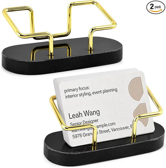 Zornaveli Marble Business Card Holder, 2 Pack Modern Business Card Display Stand for Desk, Gift Cards Organizer for Office, Reception, Desktop