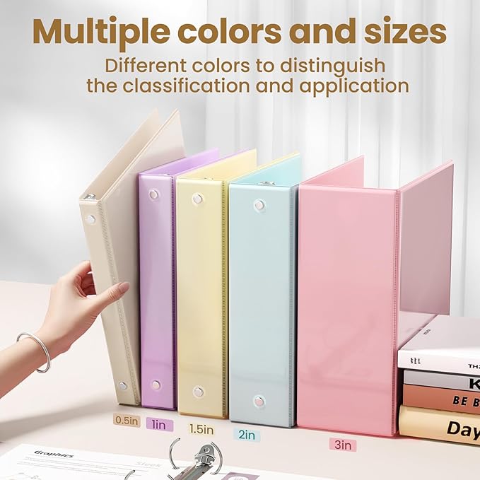 SUNEE 3 Ring Binder 1.5 Inch 1 Pack, Clear View Binder Three Ring PVC-Free (Fit 8.5x11 Inches) for School or Office Supplies, Gray-Brown