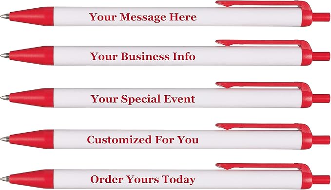 RevMark Personalized Ballpoint Pen, Custom Printed Name, Business or Event Information, Timeless Advertising, USA Made Pens, Promotional Marketing, Smooth Black Ink, Bulk Pack (Red,1000 Ct.)
