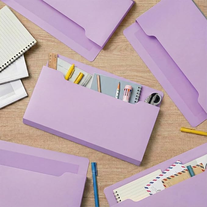 Magnetic Pocket File Holder Large File Folder Organizer Paper Mail Letters Holder Wall Hanging Office Supplies for Refrigerator Whiteboard Cabinets(13.8 x 8.3 Inch,Horizontal,Purple)