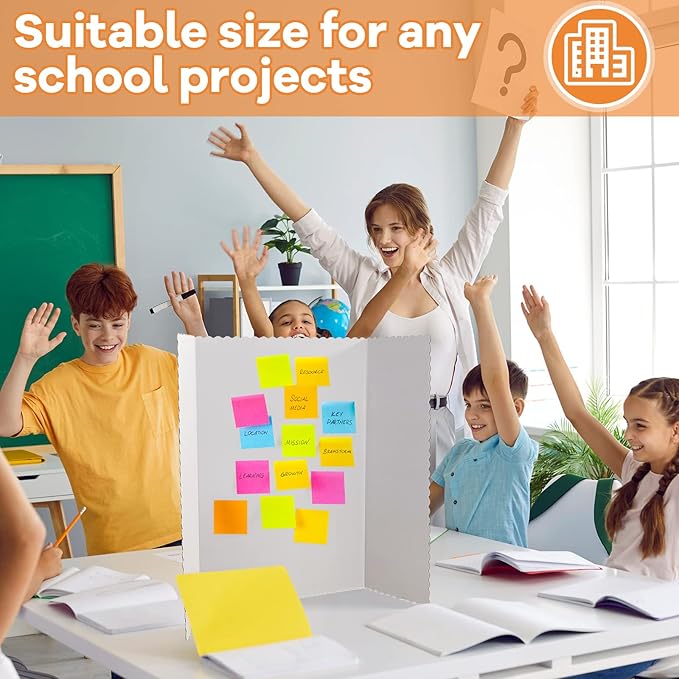 Ctosree 18 Pcs 48 * 36inch Tri Fold Poster Board Bulk, Science Fair Project Display Paperboard, Single Wall, Lightweight Presentation Board (White)