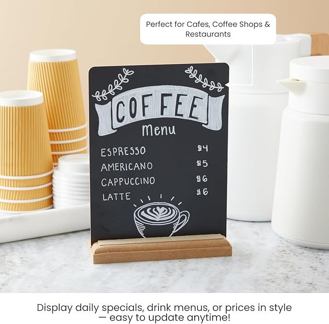 Juvale Mini Chalkboard Signs with Stand (6 Pack, 8.5 x 11 in) – Reusable Tabletop Chalkboard Signs for Weddings, Buffets, Coffee Shops, Small Business Displays, Restaurants & Party Decorations