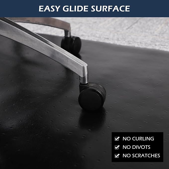 SALLOUS Chair Mat for Carpeted Floors, 46" x 60" Heavy Duty Chair Mat for Carpet, Vinyl Floor Mat with Grips, Carpeted Floor Protector Rolling Computer Desk Mat for Home Office (Black)