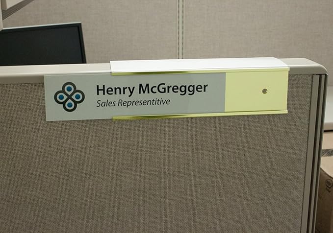 The Original Over the Cube - Quality Aluminum, Changeable Cubicle Nameplate Holder,(3" Cubicle Wall Depth) Made in the USA
