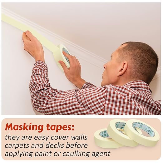 Fainne Masking Tape Bulk General Purpose Masking Painting Tape 55 Yards for Painting Home Office School Stationery Arts Crafts Basic Use, Easy Removal(30 Rolls,1 Inch)