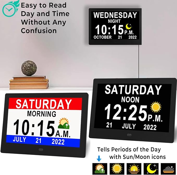 Véfaîî 11.5 Inch Extra Large Digital Clock with 19 Alarms, Auto DST & Dimming for Wall and Table, Calendar for Dementia Seniors, Custom Reminders &Task Alert -Perfect Organizer for Home &School