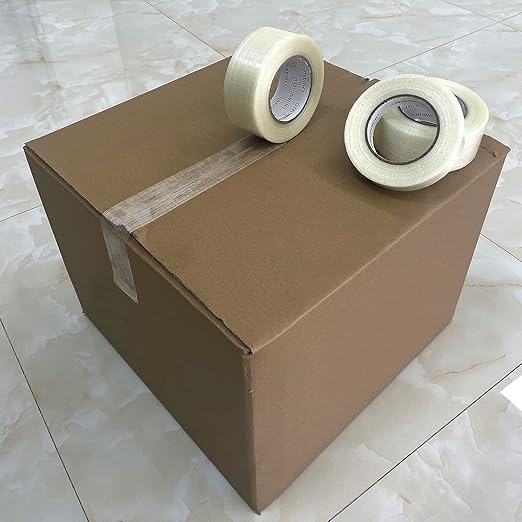CHUANGSEED 2-Pack Mono Filament Strapping Tape 6.2mil x 2Inch x 30yds Commodity Grade Heavy Duty Transparent Reinforced Fiberglass Tape