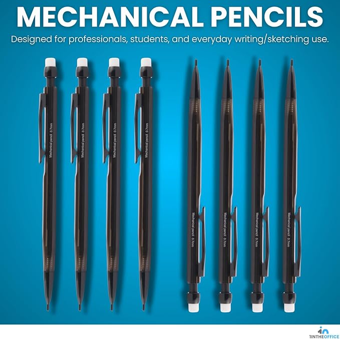 1InTheOffice Mechanical Pencils 0.7mm, HB2.5, Black Lead, 48 Pack