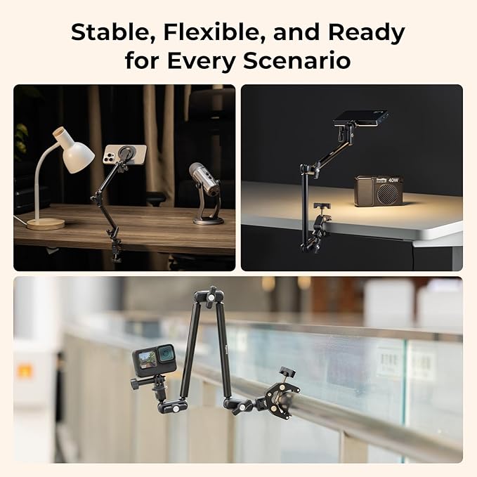 SMALLRIG Desktop Clamp Magic Arm Kit for MagSafe for iPhone, 67cm Two-Stage Adjustable Flexible Arm with Secure Grip for Smartphone, Webcam, Action Cameras - 5626