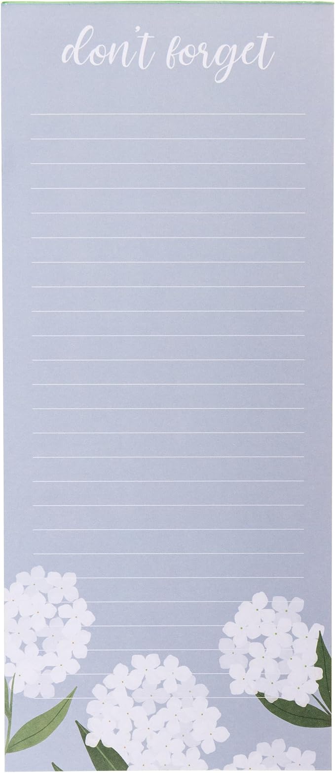 Graphique White Hydrangeas Magnetic Notepad, 100 Tear-Away Sheets for Grocery, Shopping & To-Do Lists, Writing Pad for Fridge, Kitchen, Office