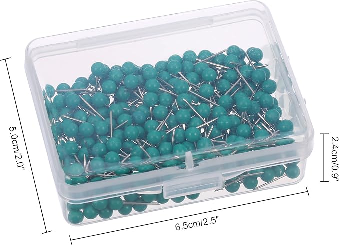 WILLBOND 500 Pack Map Push Pins Map Tacks Small Round Head Push Pins Thumb Tacks for Travel Picture Photo Bulletin Board Wall DIY Craft School Office Home(Green,1/8 Inch)