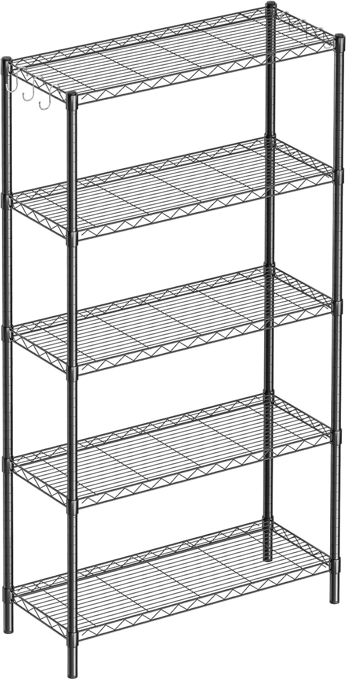 Guan River 5-Shelf Adjustable Metal Shelf Wire Shelving Unit Storage Rack Display Shelf for Office,Kitchen,Bedroom,Bathroom,Laundry,Pantry Basement,Garage(Black,36" L x 14" W x 72" H)