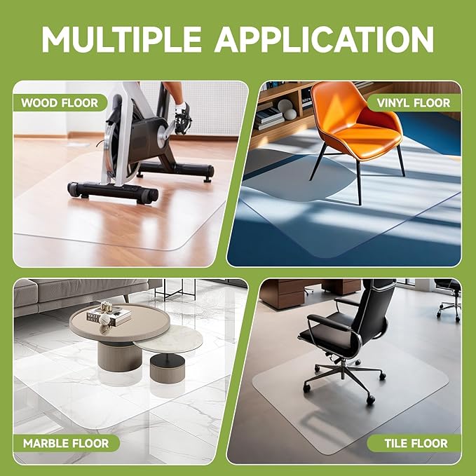 SOONAN Office Chair Mat for Hardwood Floor, 63" x 51" x 0.08" Clear Office Floor Mat, 0.08" Thickness Heavy Duty Computer&Desk Chair Mat,Floor Protector Chair Mats