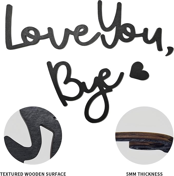 Large Love You Bye Wood Sign Home Decor,Above Door Topper Decoration,Boho Decor for Window Wall Express Love and Warm for Your Family Lovers,Wall Art Gift Hallway Entryway Decorations for House Office