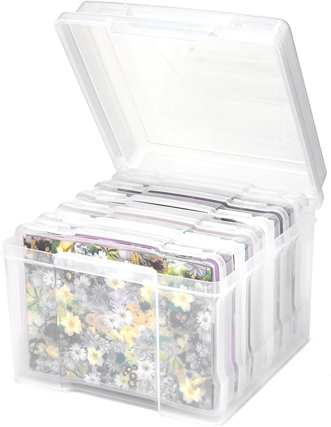 Find Scrapblooms 5×7 Photo Storage Box,Plastic photo keeper With 6 inner 5×7inch photo cases,Card Organzier Craft Storage box for pictures,stamps,seeds (Clear)