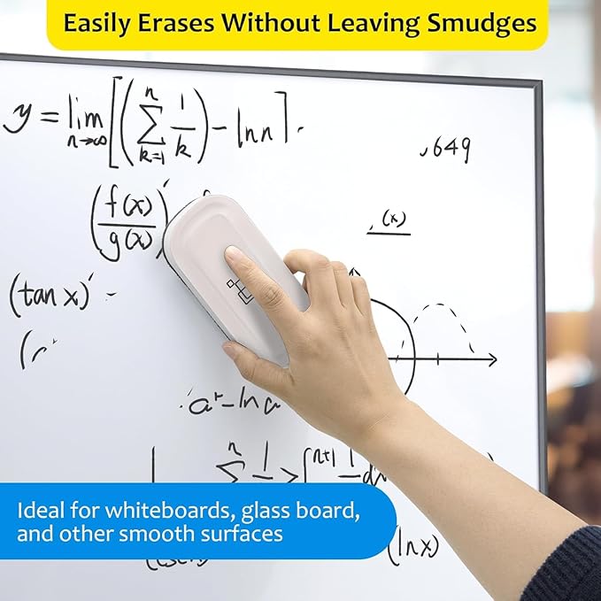 maxtek Magnetic Dry Erase Eraser Bulk, White Board Erasers - 8 Pack, Glass Whiteboard Eraser for Office and School Classroom Supplies (Pure White)
