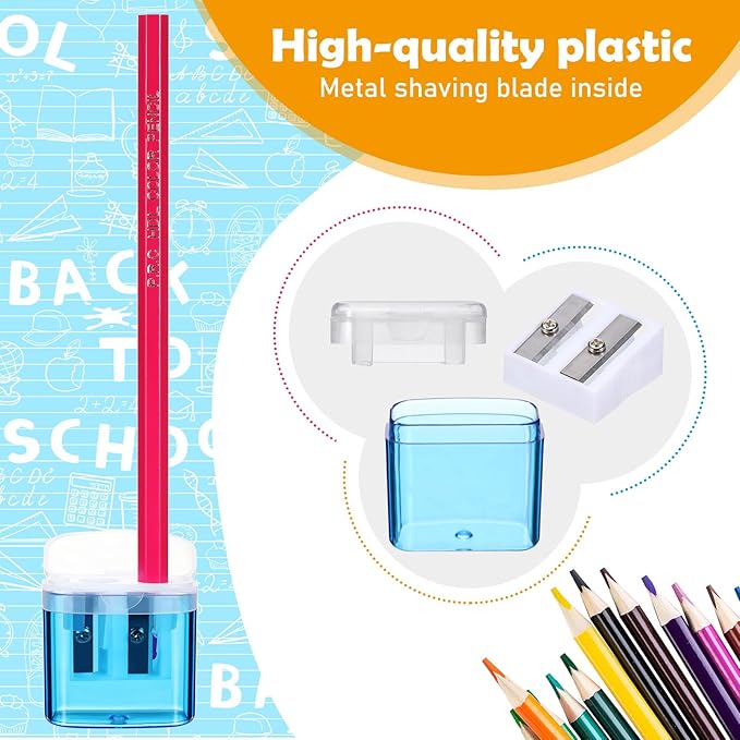 Teling 660 Pcs Manual Pencil Sharpeners Bulk Handheld Dual Holes Pencil Sharpeners for Kids Colorful Portable Compact Sharpener with Lid for Students School Class Home Office Supply