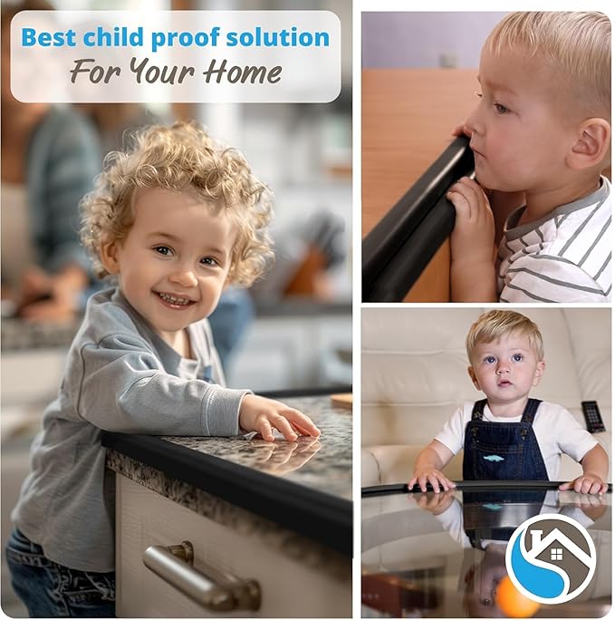 Furniture Edge Guards | 16ft Protective Protective Foam Cushion | Baby Child Proofing Set NonToxic and Safe for Table, Fireplace, Countertop | Black