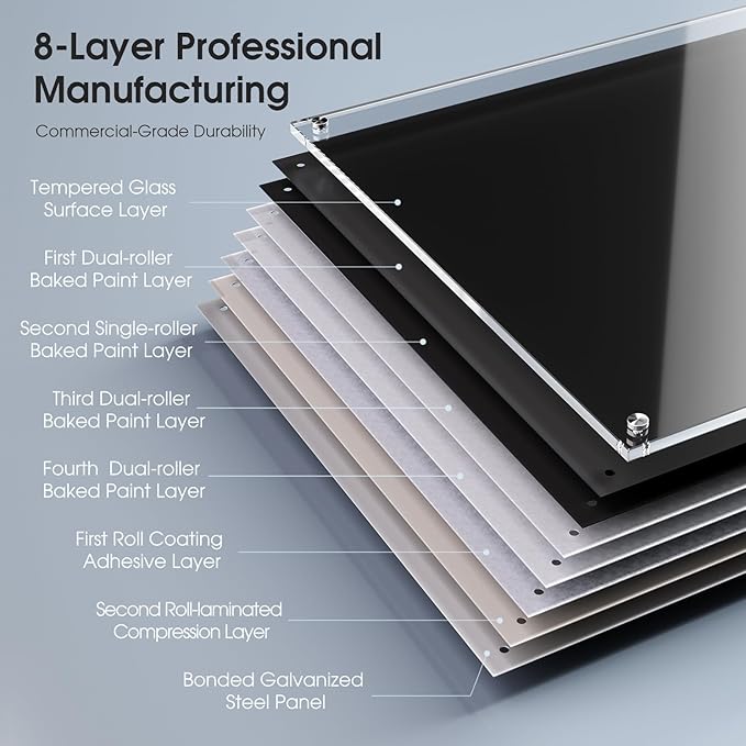 MaxGear Glass Whiteboard, Tempered Magnetic Dry Erase Board 72 x 48 Inch Black, Frameless Wall Mounted, Office Classroom Conference Room Home Use, Includes Markers, Eraser, Magnets & Mounting Kit