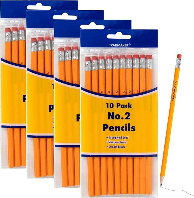 Trail maker Unsharpened Yellow Pencils in Bulk for School, Office Supplies | Bulk Wood Cased #2 HB Pencils (100 10-Packs)