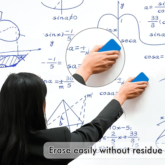 Lineon Dry Erase Markers, 100 Bulk Pack Blue Whiteboard Markers with 2 Eraser, Fine Point Dry Erase Markers Perfect For Writing on Whiteboards, Dry-Erase Boards,Mirrors for School Office Home
