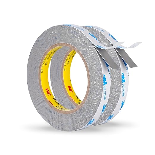 Double Sided Foam Tape 0.5in×20Ft 2 Pack, Heavy Duty Mounting Tape Made of 3M PE Foam for LED Strips, Signs, Home Decor, Waterproof Adhesive for Plastic, Metal, Glass, Indoor & Outdoor Use