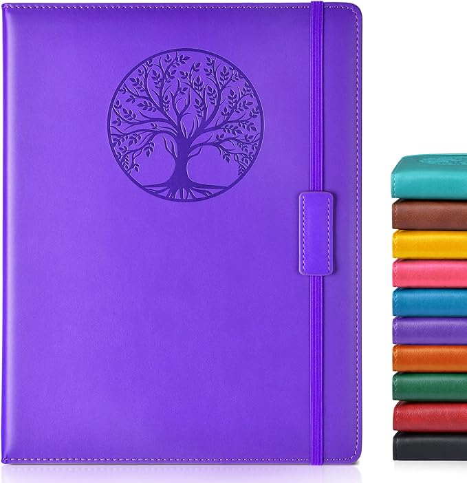 Biuwory Lined Journal Notebook for Women Men,256 Pages A4 Large Hardcover Leather Journals for Writing,Travel,Business,Work,School,College Ruled Notebooks for Note Taking, Diary Notepad 8.6"×11"