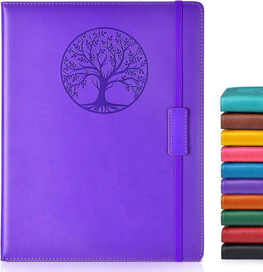 Biuwory Lined Journal Notebook for Women Men,256 Pages A4 Large Hardcover Leather Journals for Writing,Travel,Business,Work,School,College Ruled Notebooks for Note Taking, Diary Notepad 8.6"×11"