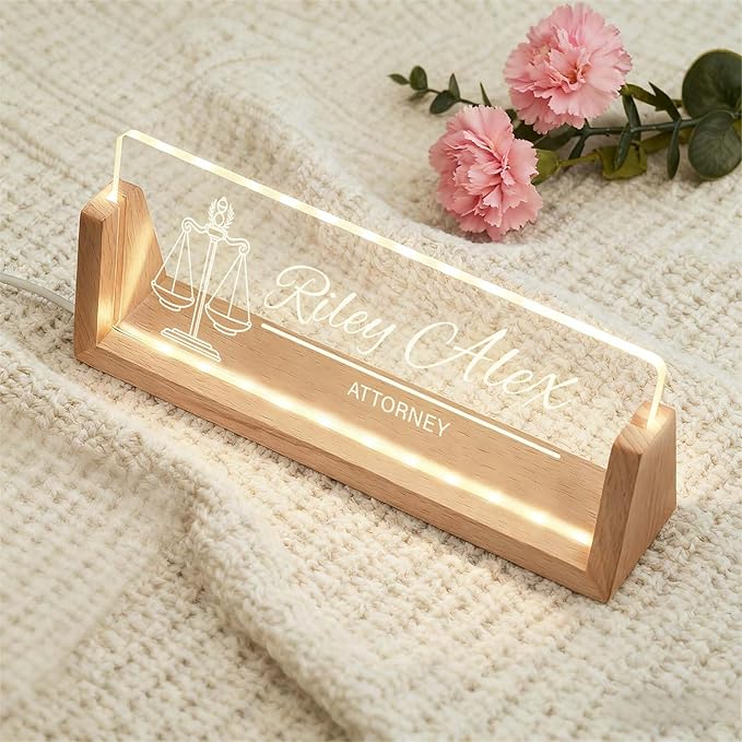 Personalized Desk Name Plate, Custom Light Up Acrylic Office Sign for Coworker Boss Teacher Gift, Employee Recognition, Professional Workplace Decor