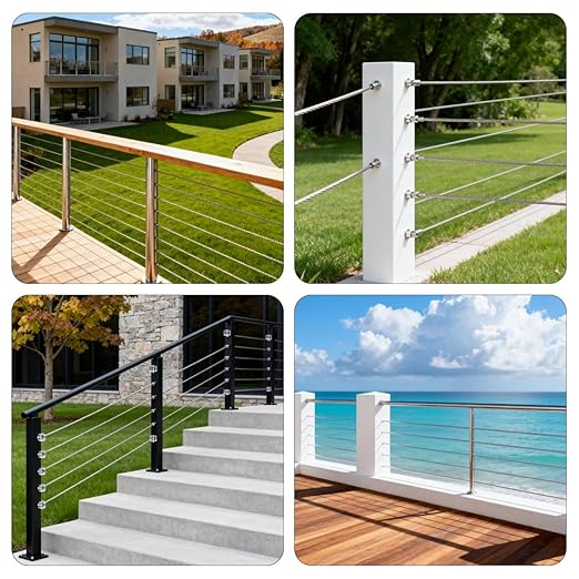 200 Pack Cable Railing Protector Sleeves,T316 Stainless Steel Protective Sleeves for 1/8" 5/32" or 3/16" Deck Cable Railing | Wood/Composite Posts/DIY Balustrade