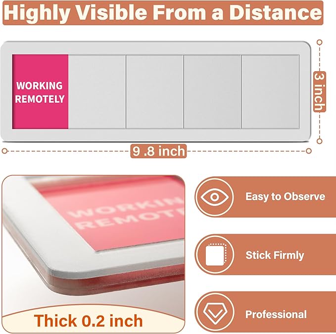 2PK Office Door Signs 6 Options Do Not Disturb, Please Knock, In A Meeting, Out Of Office, Working Remotely Back Soon Privacy Slider Sign for Meeting & Conference Room