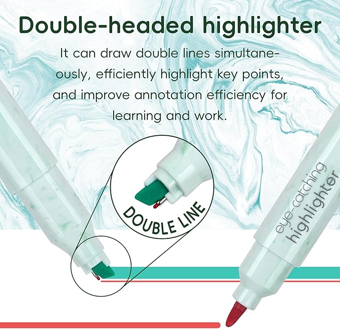 Techjob Aesthetic Highlighters 12 Pack Dual Tips,Double Line Highlighters Assorted Colors, Home and Office Use, Teacher Supplies, Ideal Highlighter for Organizing and Coloring