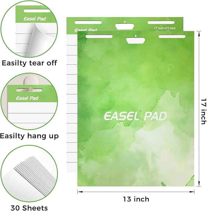 Sticky Easel Pad, Anchor Chart Paper, Our Sticky Easel Pads measure 13 x 17 inches, Featuring Self-stick Chart Paper Designed with Exceptional Adhesion Perfect for Teachers, Professionals, and Educators Alike, 30 Sheet/Pad, 3 Pads (1, Line)