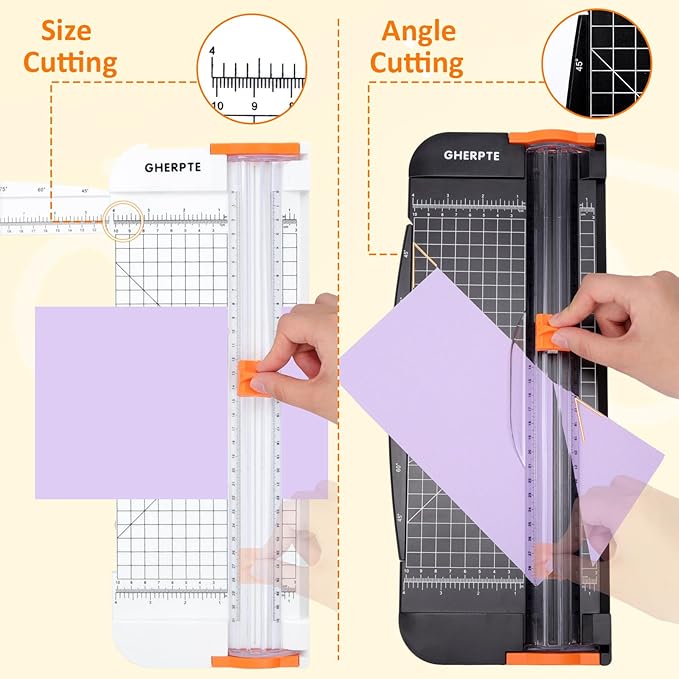 2 Set A4 Paper Cutter 12 Inch Titanium Paper Trimmer Scrapbooking Tool with 2pcs Replacement Blades with Automatic Safety Guard and Side Ruler for Craft Paper,Cardstock,Photo,Coupon, Label