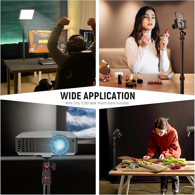 NEEWER Camera Desk Mount with Phone Holder & 360° Ball Head, 17"-40"/43-102cm Telescopic C Clamp Table Light Stand 1/4"Screw, Desktop Stand 6.6lb/3kg Max Load for DSLR Camera, Webcam, Ring Light,TL283