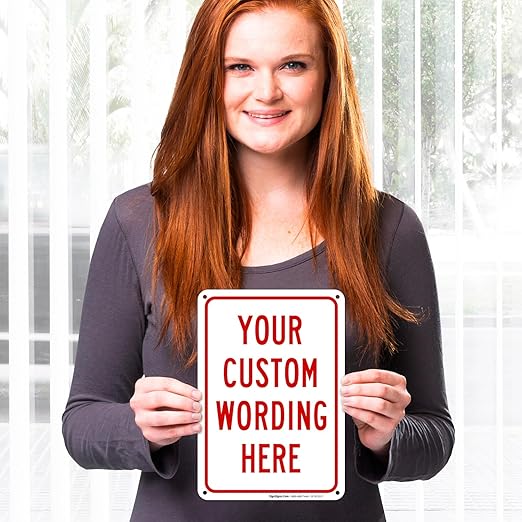 Custom Sign, Personalized Metal Signs for Office, Business, Workplace, office, Home, Airbnb, Delivery With Red Border Signs, 10x7 Inches, Rust Free .040 Aluminum, Made in USA